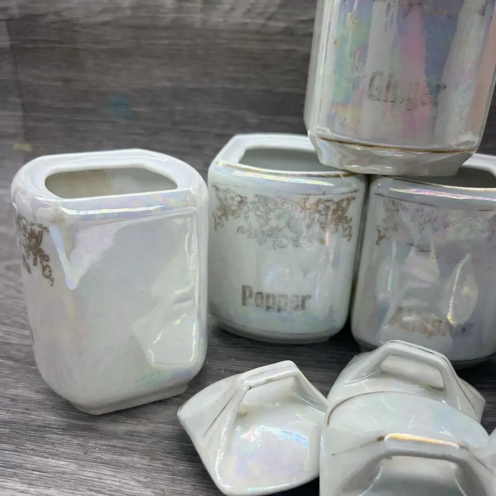 Stunning 1900s Antique German Iridescent Salt Well /Spice Containers/Decanter